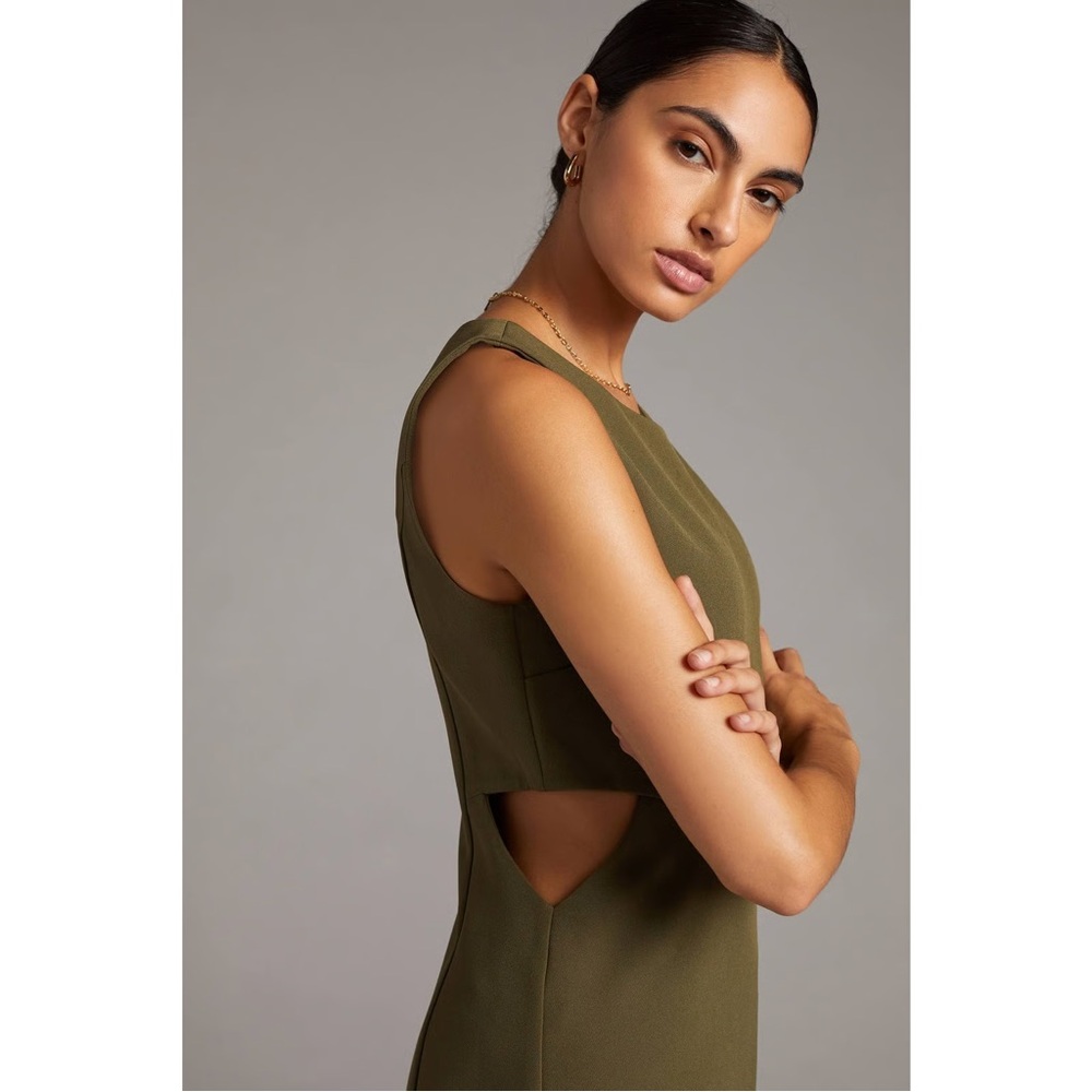 Anthropologie Mare Mare Cut-Out Olive Green Sleeveless Shift Dress Plus Size 1X